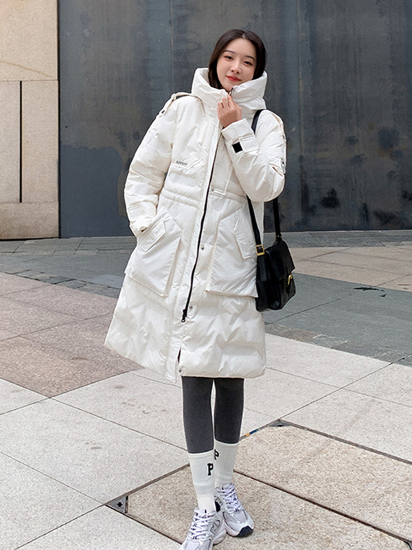 KBAT New Jachetă lungă de iarnă pentru femei Parka caldă Pardesiu casual cu glugă Jachetă pentru femeie Parka căptușită din bumbac Îmbrăcăminte supradimensionată