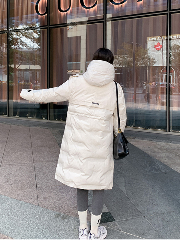 KBAT New Jachetă lungă de iarnă pentru femei Parka caldă Pardesiu casual cu glugă Jachetă pentru femeie Parka căptușită din bumbac Îmbrăcăminte supradimensionată