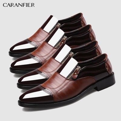 CARANFIER 2 perechi de pantofi italieni negri formali Mocasini pentru barbati Rochie de mireasa Clarks patentat Oxford sintetic pentru barbati din piele Zapato