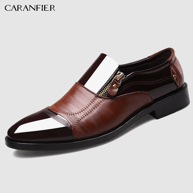 CARANFIER 2 perechi de pantofi italieni negri formali Mocasini pentru barbati Rochie de mireasa Clarks patentat Oxford sintetic pentru barbati din piele Zapato