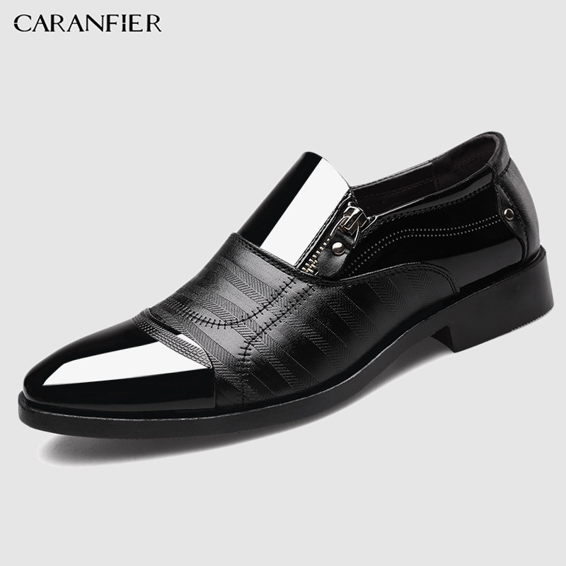 CARANFIER 2 perechi de pantofi italieni negri formali Mocasini pentru barbati Rochie de mireasa Clarks patentat Oxford sintetic pentru barbati din piele Zapato