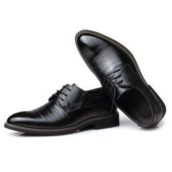 Мъжки обувки Oxfords Британски черни сини обувки Ръчно изработени удобни официални рокли Мъжки равни обувки с връзки Bullock Бизнес обувки hjm7