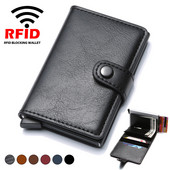 ID-krediit-pangakaardi omanik Meeste rahakott Luksuskaubamärgiga Anti Rfid Blocking Kaitstud PU-alumiiniumist õhuke mini-väike rahakott