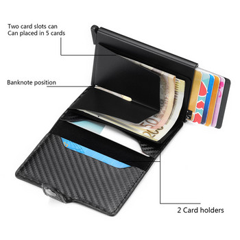 ID Credit Bank Card Holder Мъжки портфейл Луксозна марка Anti Rfid Blocking Protected PU Алуминиев Slim Mini Small Money Wallets Case