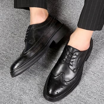 Μαύρα παπούτσια Gentleman ανδρικά παπούτσια Brogues Oxford Παπούτσια υψηλής ποιότητας για άνδρες Κλασικά ανδρικά επαγγελματικά δερμάτινα παπούτσια Casual