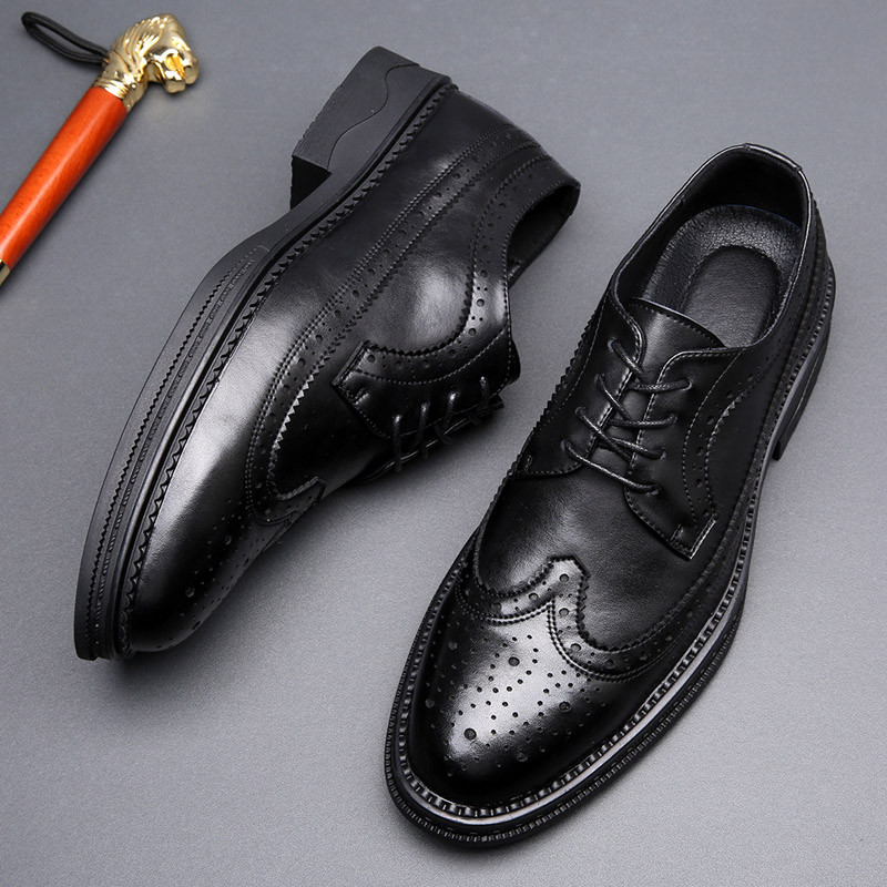 Black Gentleman svečane cipele Muške brogove Oxford cipele Visokokvalitetne muške cipele za odijela Klasične muške poslovne kožne cipele Ležerne