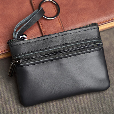 Mini torbica za novčiće od kože, višeslojna torbica za kartice od kravlje kože, ručno rađeni novčanik s patentnim zatvaračem, torbica za ključeve automobila, kratka ženska torbica za ključeve za novčanik