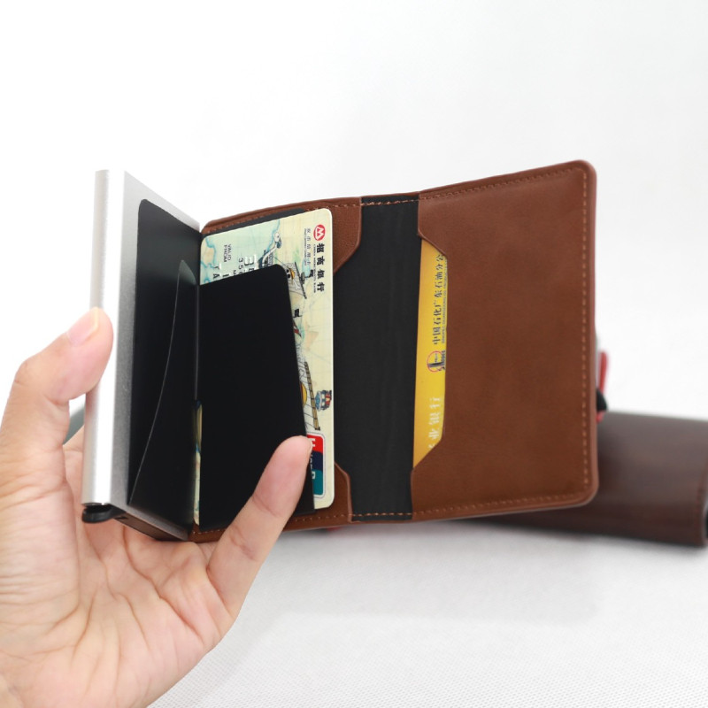 Novi Muški Ženski Pametni novčanik Držač kreditne bankovne kartice Modna torbica Aluminijska legura Business Casual Mini novčanik Marka PU torbica