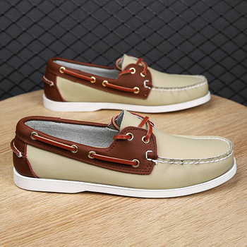Мъжки модни мокасини Обувки за шофиране Slip on Flat Shoes Boat Shoes Ръчно изработени мъжки ежедневни обувки Леки кожени мокасини