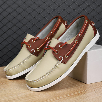 Мъжки модни мокасини Обувки за шофиране Slip on Flat Shoes Boat Shoes Ръчно изработени мъжки ежедневни обувки Леки кожени мокасини