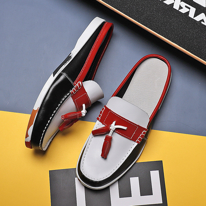 Vyriški laisvalaikio PU odiniai klasikiniai valčių batai, batai, rankų darbo avalynė Aukštos kokybės pusiau šlepetės, tinginiai batai, batai „Muller“