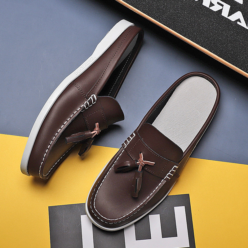 Vyriški laisvalaikio PU odiniai klasikiniai valčių batai, batai, rankų darbo avalynė Aukštos kokybės pusiau šlepetės, tinginiai batai, batai „Muller“