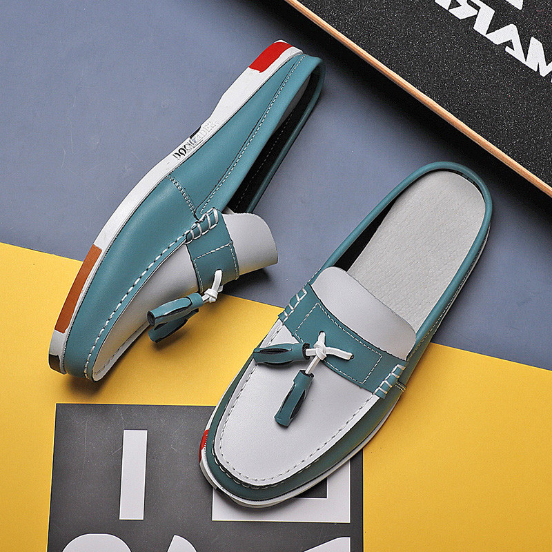 Vyriški laisvalaikio PU odiniai klasikiniai valčių batai, batai, rankų darbo avalynė Aukštos kokybės pusiau šlepetės, tinginiai batai, batai „Muller“