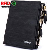 Portofel vintage pentru bărbați, protejează furtul RFID, geantă pentru monede, poșetă cu fermoar, portofele pentru bărbați cu fermoare, portofel magic, portofel scurt de lux pentru bărbați