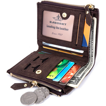 Vintage ανδρικό πορτοφόλι RFID Theft Protect Coin Τσάντα με φερμουάρ Πορτοφόλια για άνδρες με φερμουάρ Magic Wallet Κοντά ανδρικά πορτοφόλια πολυτελείας