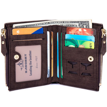 Винтидж мъжки портфейл RFID Theft Protection Coin Bag Портмоне с цип Портфейли за мъже с ципове Magic Wallet Къси луксозни мъжки портмонета