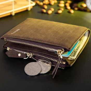 Винтидж мъжки портфейл RFID Theft Protection Coin Bag Портмоне с цип Портфейли за мъже с ципове Magic Wallet Къси луксозни мъжки портмонета