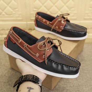 Мокасини в британски стил Класически мързеливи обувки Мъжки рокли Кожени мъжки ежедневни обувки Модни обувки тип лодка Англия Мъжки плоски обувки с връзки Мъжки обувки
