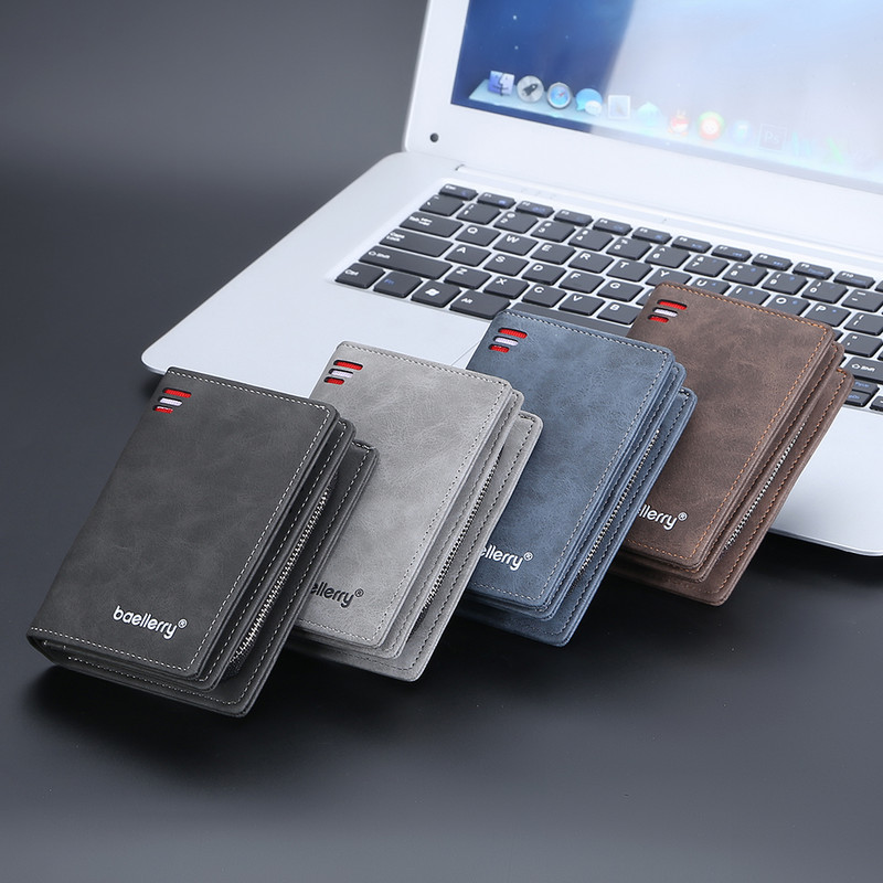 Nauja „Baellerry“ vyriška piniginė vyriška piniginė, maža pinigų maišelis, vyriškas PU odinis kortelių laikiklis, vyriškos piniginės su monetų kišenine pinigine vyrams
