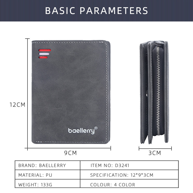 Nauja „Baellerry“ vyriška piniginė vyriška piniginė, maža pinigų maišelis, vyriškas PU odinis kortelių laikiklis, vyriškos piniginės su monetų kišenine pinigine vyrams