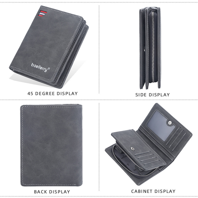 Nauja „Baellerry“ vyriška piniginė vyriška piniginė, maža pinigų maišelis, vyriškas PU odinis kortelių laikiklis, vyriškos piniginės su monetų kišenine pinigine vyrams