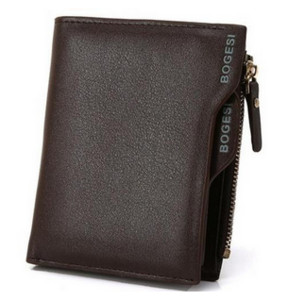 Bogesi prekės ženklo vyriška odinė piniginė su užtrauktuku Vyriška piniginė, nuimama kreditinės kortelės laikiklio monetų kišenė vyrams