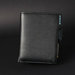 Bogesi prekės ženklo vyriška odinė piniginė su užtrauktuku Vyriška piniginė, nuimama kreditinės kortelės laikiklio monetų kišenė vyrams