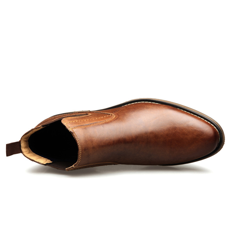 VRYHEID Cizme Chelsea pentru bărbați din  pantofi de rochie casual, confortabili, la modă, maro, cizme Chukka, mărime Plus 42-50