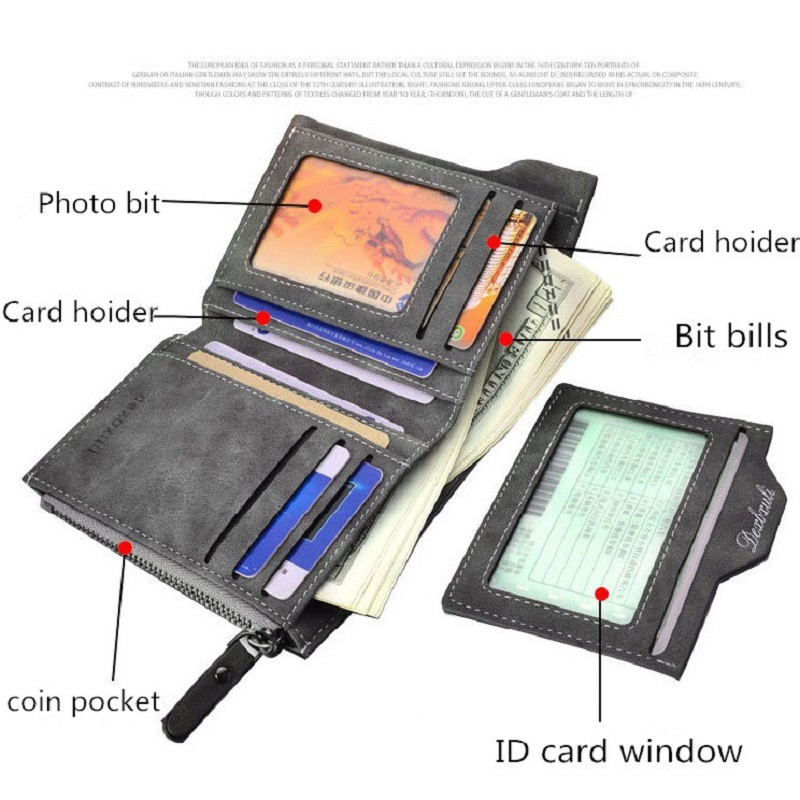 Novi dizajn Top Wallet Muški novčanik od meke kože s uklonjivim utorima za kartice, višenamjenska muška torbica s patentnim zatvaračem, muška spojka