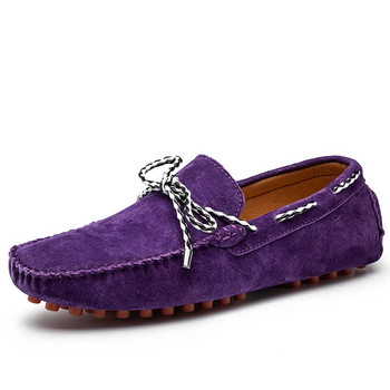Ανδρικά Suede Leather Loafers Breathable Moccasins Boat Shoes Classic Παπούτσια οδήγησης Πορτοκαλί Μωβ Ανδρικά Flats 38-47