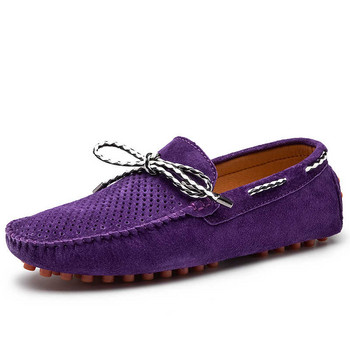 Ανδρικά Suede Leather Loafers Breathable Moccasins Boat Shoes Classic Παπούτσια οδήγησης Πορτοκαλί Μωβ Ανδρικά Flats 38-47