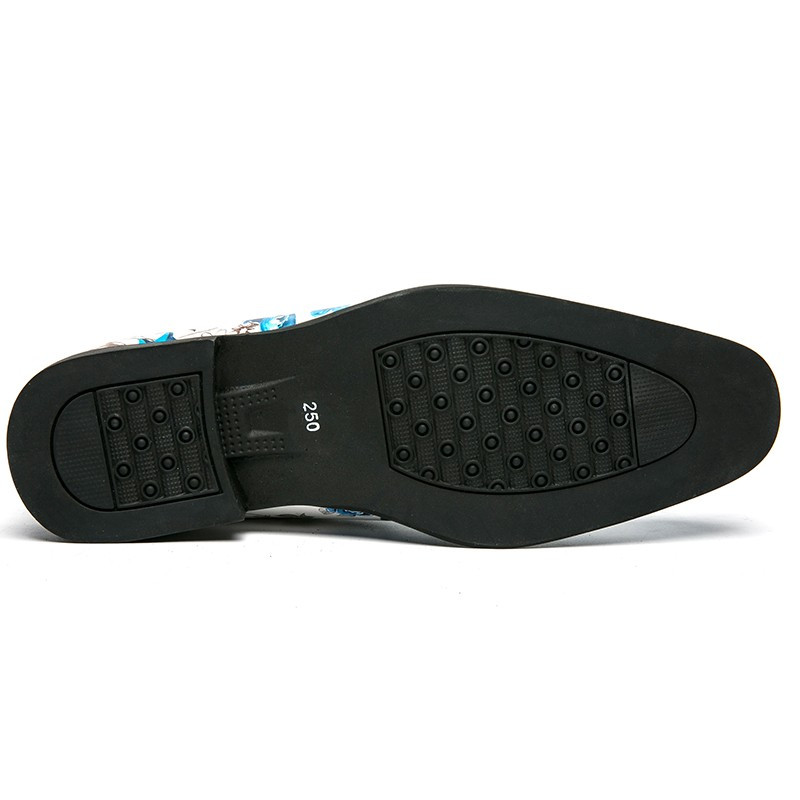 Vestuvinė suknelė Batai Vyriški Didelis 48 Dydis Suvarstomi Oficialūs Batai Smailia nosimi Vyriška Vakarėlis Oksfordo dangaus mėlyna gėlių oda Zapatos Hombre