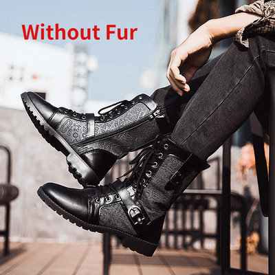 Cizme de iarnă cu vârf ascuțit pentru bărbați, la jumătatea gambei, cu curele cu cataramă, cizme Chelsea pentru bărbați, din piele, pentru bărbați, pentru motociclete, pantofi de iarnă pentru bărbați.