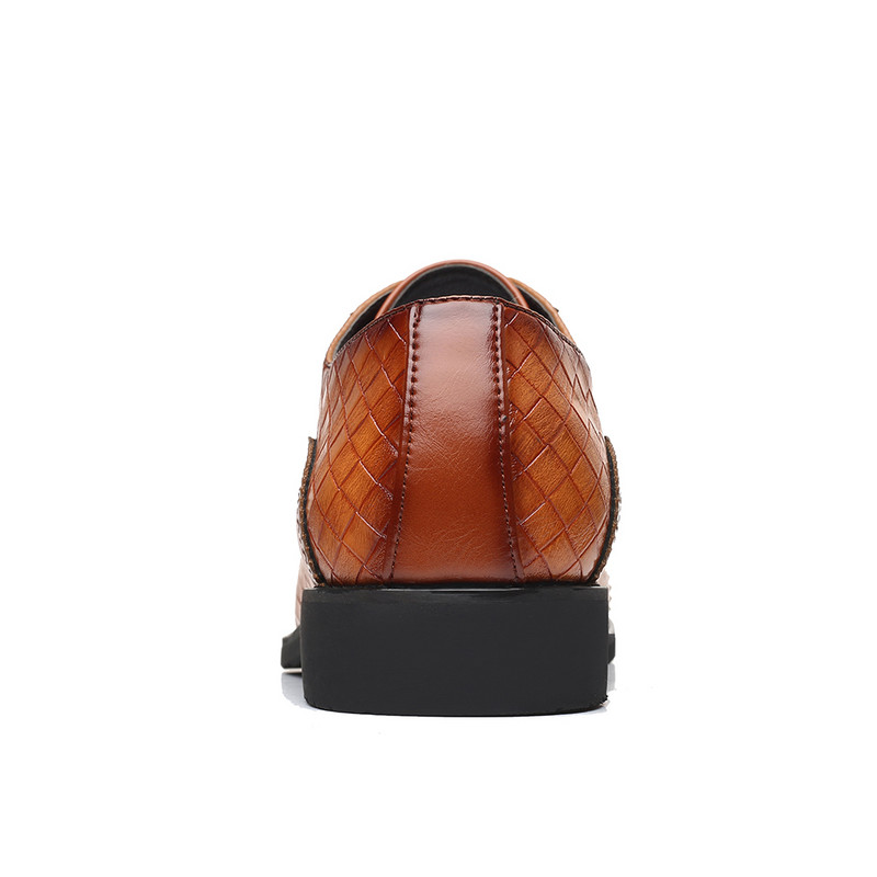 Weaving Svečane cipele za muškarce Smeđe kožne muške cipele Modni prošivi Elegantna muška jesenska obuća Muške cipele za vjenčanje