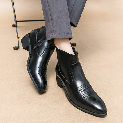 Lääne meeste saapad Kauboi must tõmblukuga pruunid poolsaapad äri käsitsi valmistatud suurus 38-46 tasuta kohaletoimetamine meeste saapad