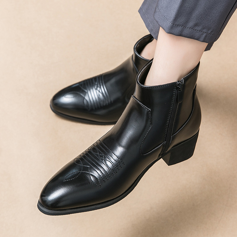 Lääne meeste saapad Kauboi must tõmblukuga pruunid poolsaapad äri käsitsi valmistatud suurus 38-46 tasuta kohaletoimetamine meeste saapad