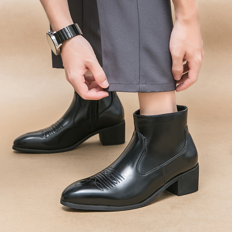 Lääne meeste saapad Kauboi must tõmblukuga pruunid poolsaapad äri käsitsi valmistatud suurus 38-46 tasuta kohaletoimetamine meeste saapad