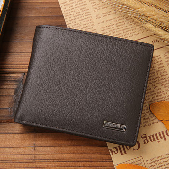 Ανδρικό πορτοφόλι από γνήσιο δέρμα Premium πορτοφόλια προϊόντων Ανδρικά δερμάτινα πορτοφόλια Κοντό μαύρο πορτοφόλι απόδειξης πιστωτικής κάρτας