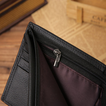 Ανδρικό πορτοφόλι από γνήσιο δέρμα Premium πορτοφόλια προϊόντων Ανδρικά δερμάτινα πορτοφόλια Κοντό μαύρο πορτοφόλι απόδειξης πιστωτικής κάρτας