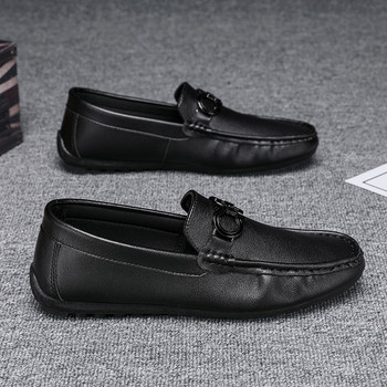 Висококачествени кожени мокасини Мъжки ежедневни обувки Мокасини Мъжки равни обувки Модни мъжки обувки тип лодка Мъжки обувки за шофиране Light