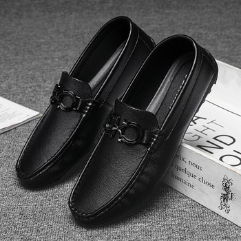 Висококачествени кожени мокасини Мъжки ежедневни обувки Мокасини Мъжки равни обувки Модни мъжки обувки тип лодка Мъжки обувки за шофиране Light
