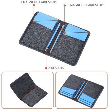 Baellerry Slim Compact Card Holder Wallet Men Soft Leather Mini Credit Card Holder Wallet for Men Small ID Card Case Картодържател