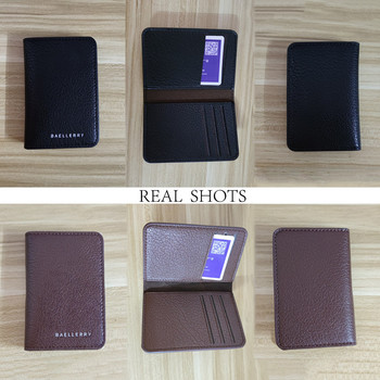Baellerry Slim Compact Card Holder Wallet Men Soft Leather Mini Credit Card Holder Wallet for Men Small ID Card Case Картодържател