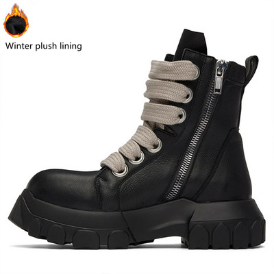 Cizme de bumbac cu pluș, toamnă iarnă, cu șireturi, până la jumătatea gambei, pantofi pentru bărbați, cu talpă groasă, pentru motocicliști, pantofi de lucru scurti din 2A
