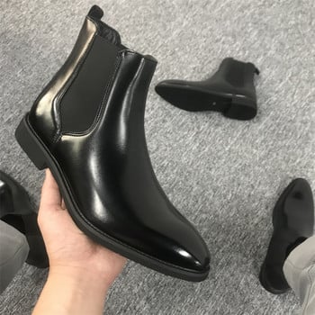 Classcis Man Chelsea Boots Black Casual Slip σε κοντές μπότες Vintage δερμάτινες καουμπόικες μπότες