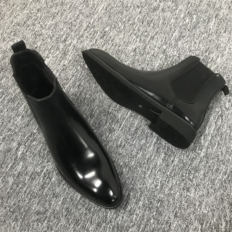 Cizme Chelsea Bărbați Classcis Cizme Scurte Negre Casual Slip On Botine Cowboy Vintage din Piele