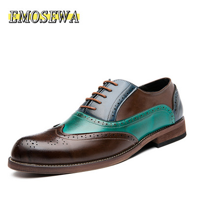 Marka EMOSEWA, veličina 38~48, muške svečane cipele, ručno izrađene brogue stilske kožne vjenčane cipele, muške ravne cipele, svečane kožne oksfordice