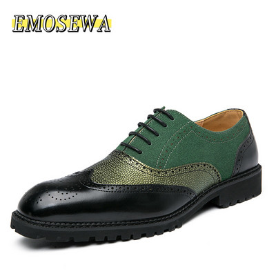 Marka EMOSEWA, veličina 38~48, muške svečane cipele, ručno izrađene brogue stilske kožne vjenčane cipele, muške ravne cipele, svečane kožne oksfordice