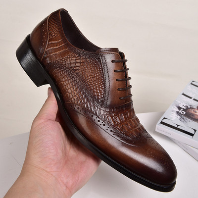 Plus Szie 48 Brock Oxford retro din piele de crocodil bărbați formali de primăvară toamnă nou pentru muncă Pantofi de afaceri ocazional Pantofi de nuntă