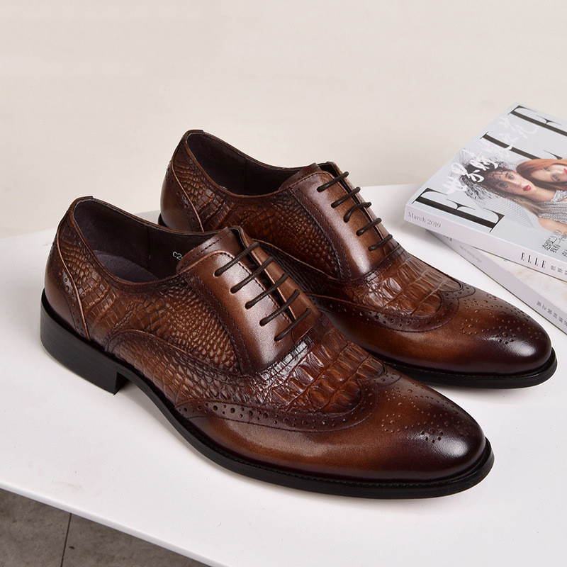 Plus Szie 48 Brock Oxford retro din piele de crocodil bărbați formali de primăvară toamnă nou pentru muncă Pantofi de afaceri ocazional Pantofi de nuntă